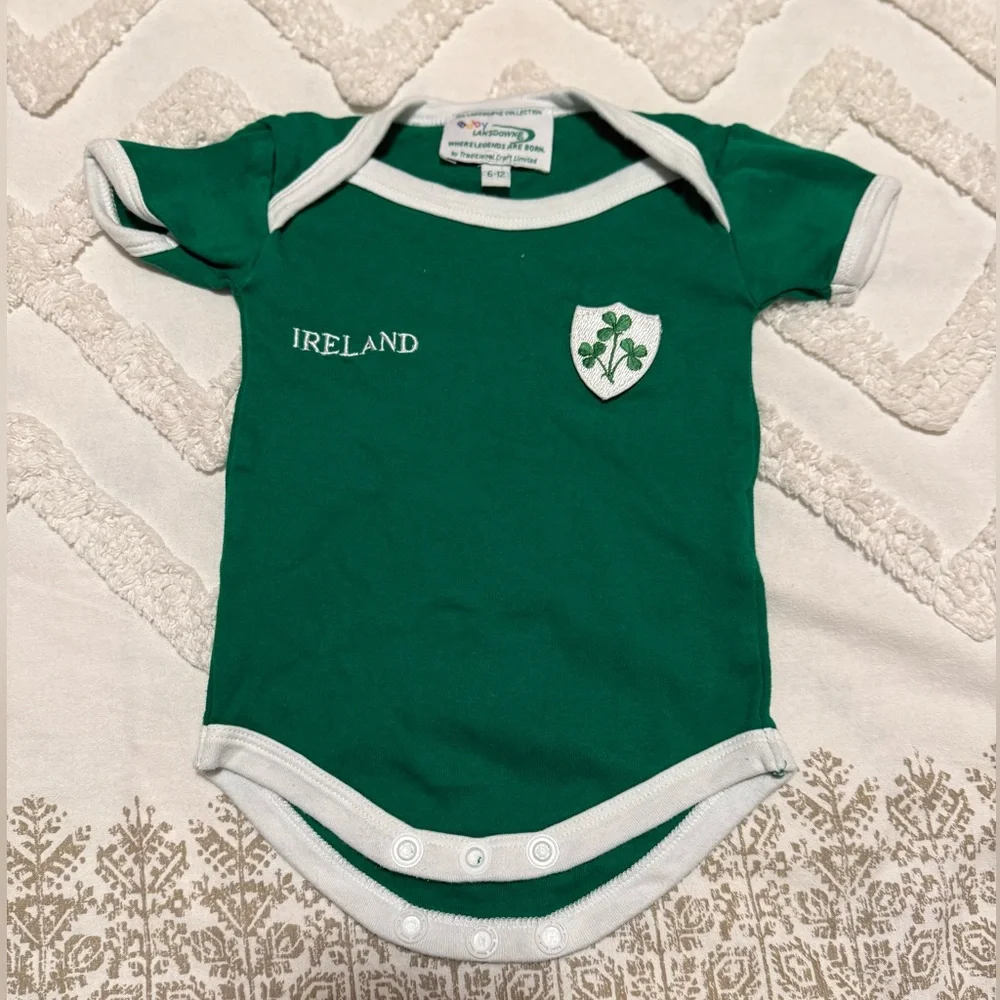 Green Baby Bodysuit with Ireland Crest Size 6 - 12 month
